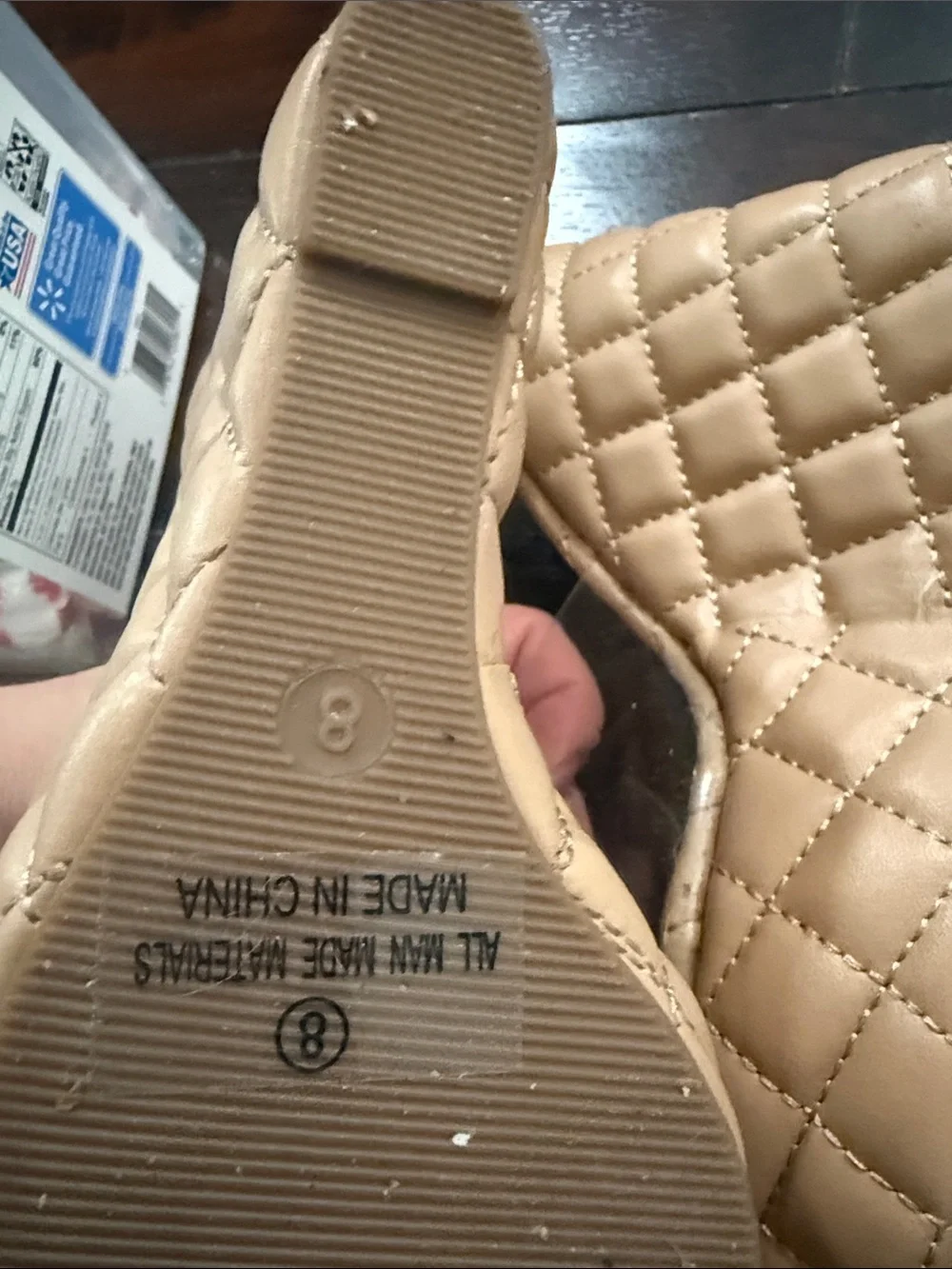 VENUS Quilted Tan Wedge Sandals with Clear Strap Accent